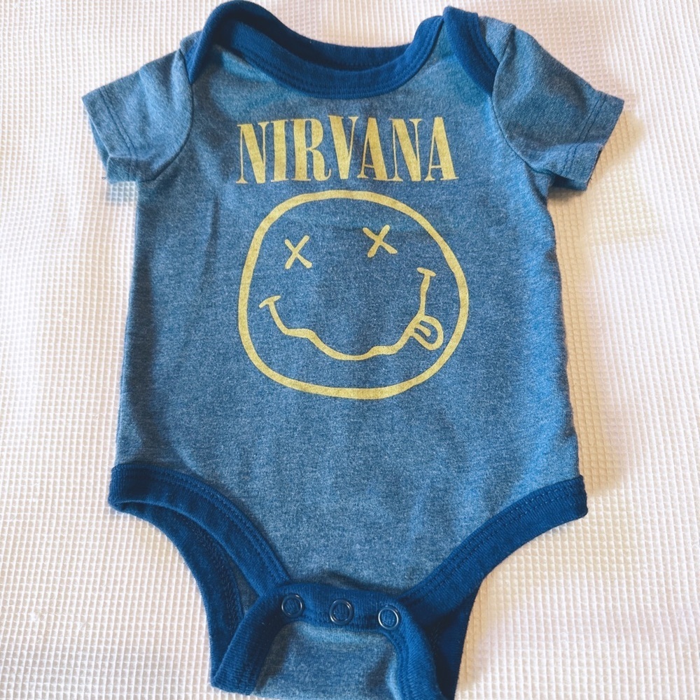 Nirvana New Born Smile Face Bodysuit Blue